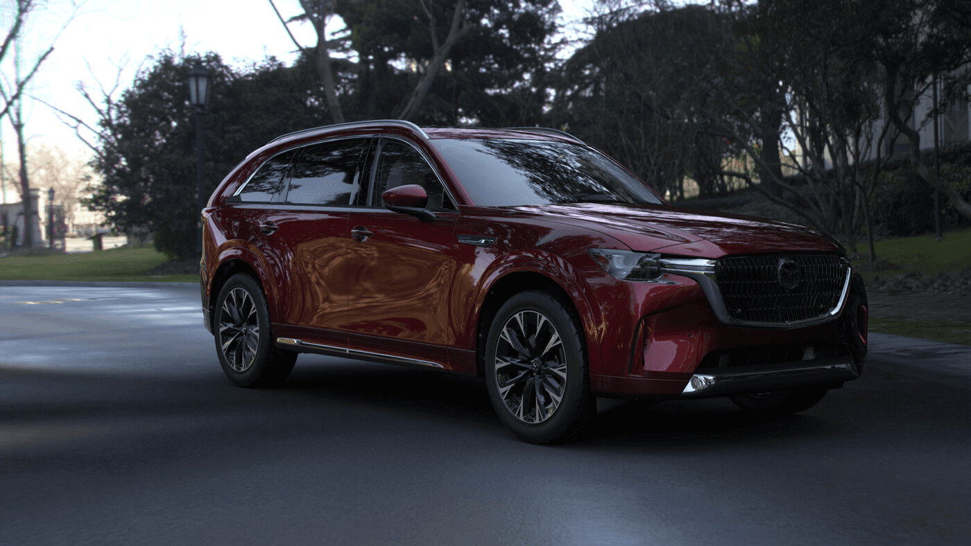 vue 3/4 avant du Mazda CX-90 MHEV 2025.